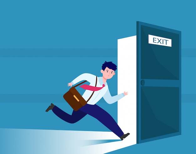 Free vector businessman running to escape exit