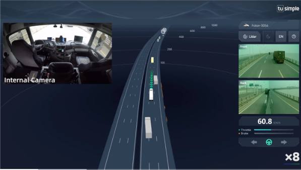 图森未来完成自动驾驶重卡在公开道路的全无人化测试