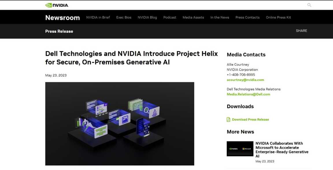 NVIDIA与戴尔合作推出 Project Helix，为企业定制生成式 AI