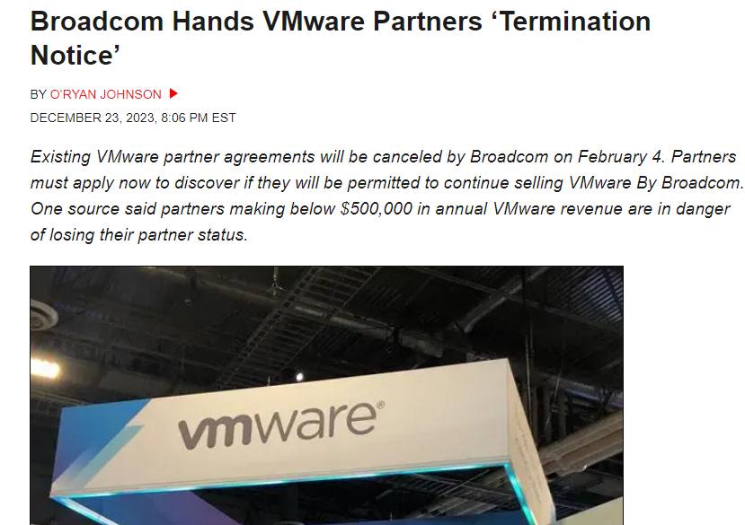 博通宣布终止现有VMware合作伙伴计划
