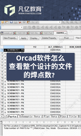 Orcad软件怎么查看整个设计的文件的焊点数？