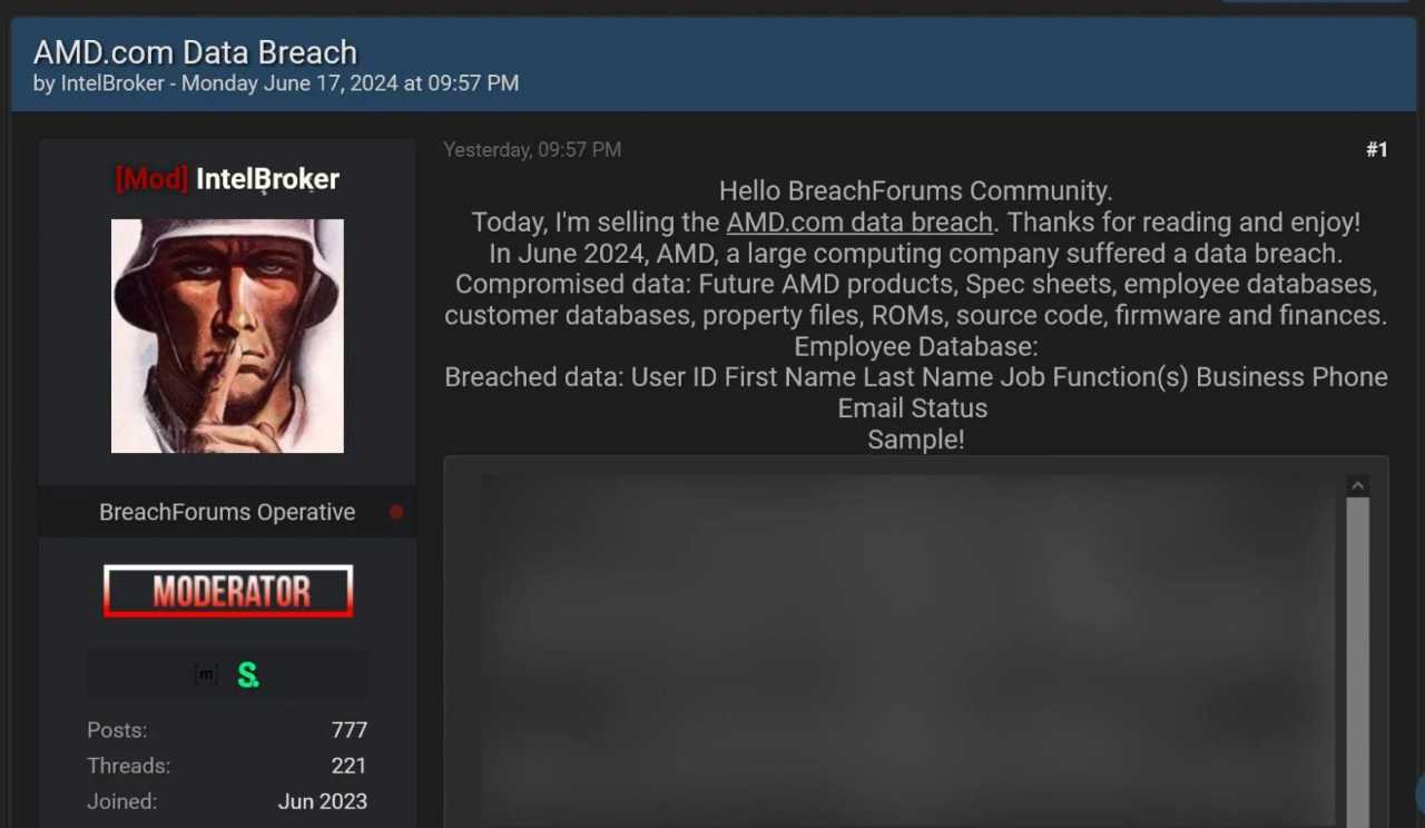 AMD回应机密数据被窃取